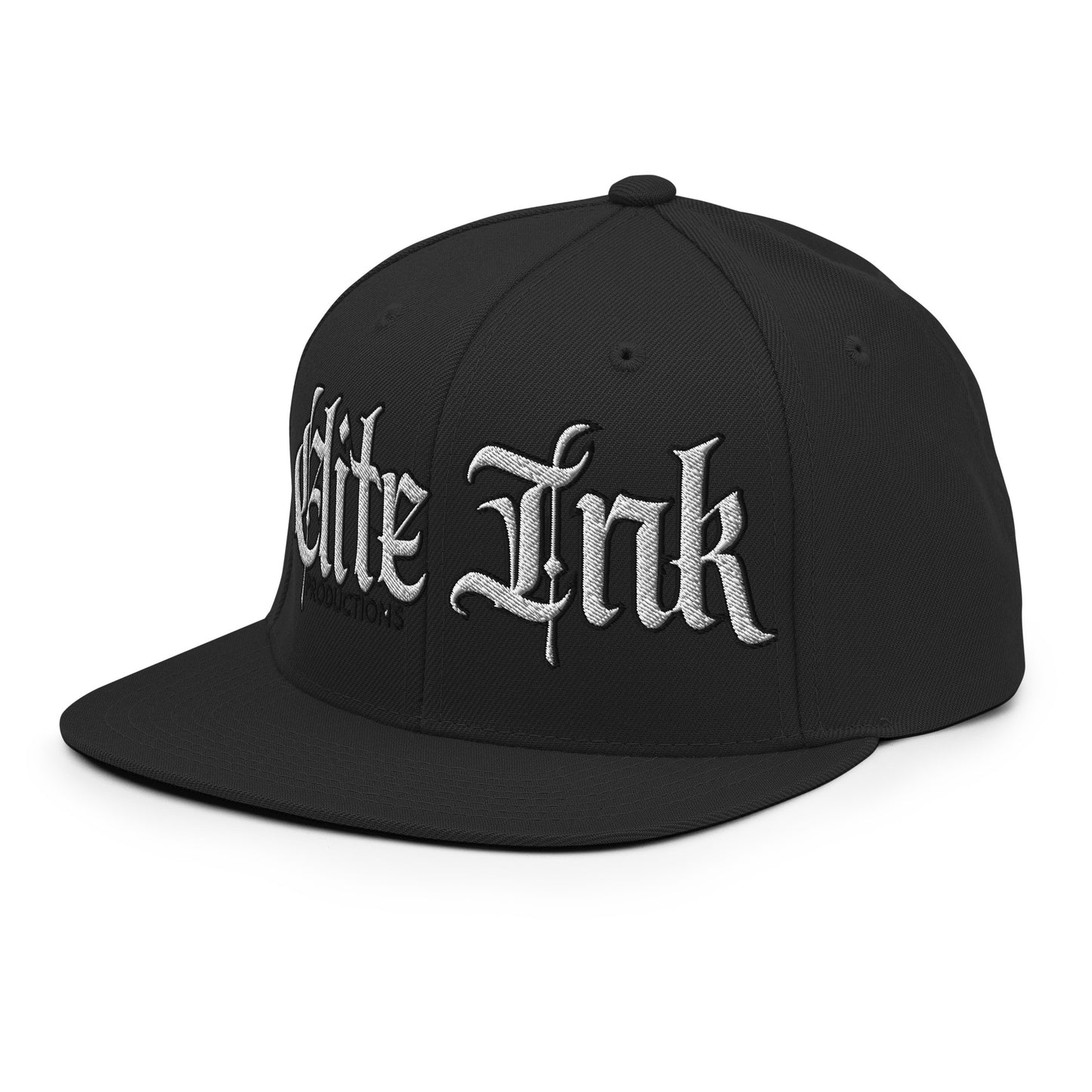 Elite Ink Script Snapback Cap Black/White