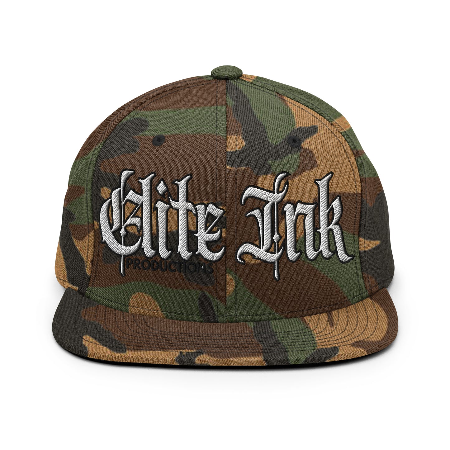 Elite Ink Script Snapback Cap Camo