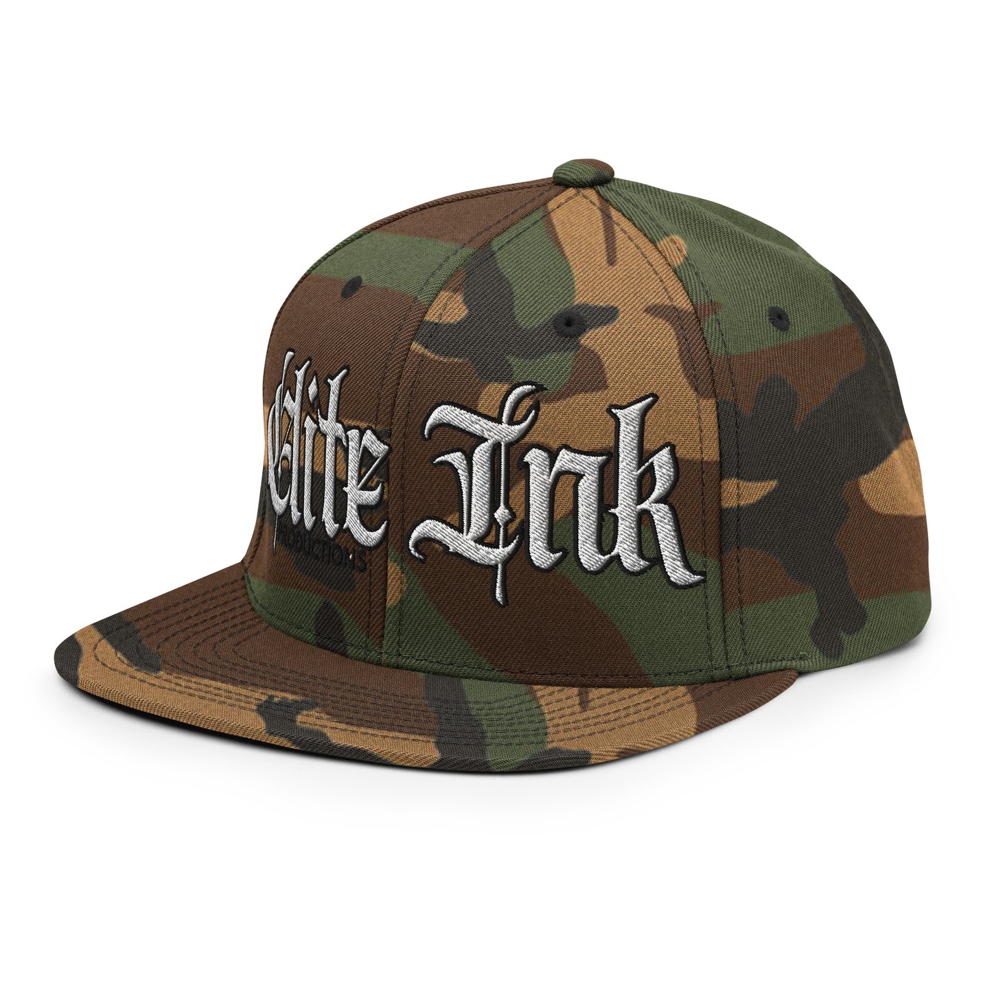 Elite Ink Script Snapback Cap Camo