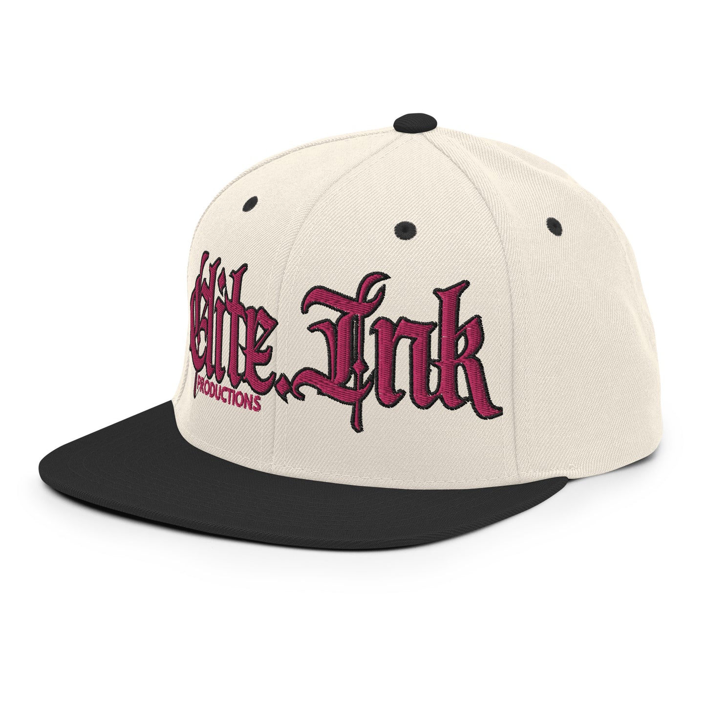 Elite Ink Script Snapback Cap White/Pink