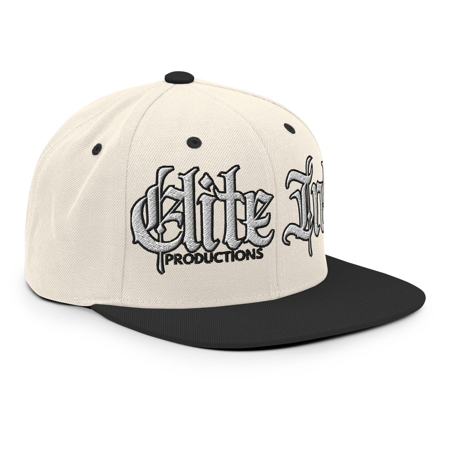 Elite Ink Script Snapback Cap White/White